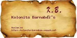 Kolonits Barnabás névjegykártya
