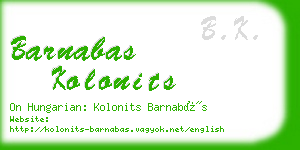 barnabas kolonits business card